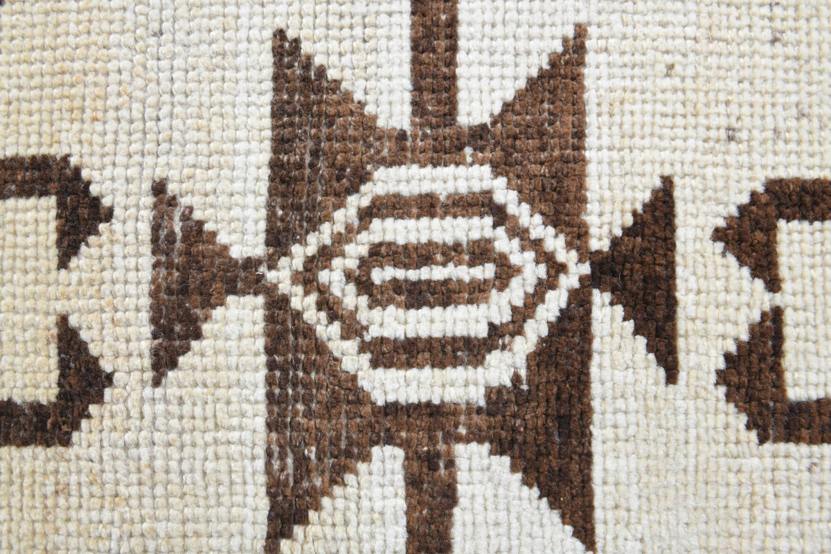 El yapımı vintage yolluk 102x351 cm tribal desenli yün - üstten görünüm