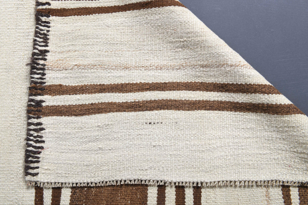 El yapımı vintage yolluk 94x366 cm çizgili desenli yün - farklı açıdan görünüm