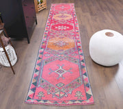 El yapımı vintage yolluk 61x335 cm oryantal desenli yün - detay görünümü