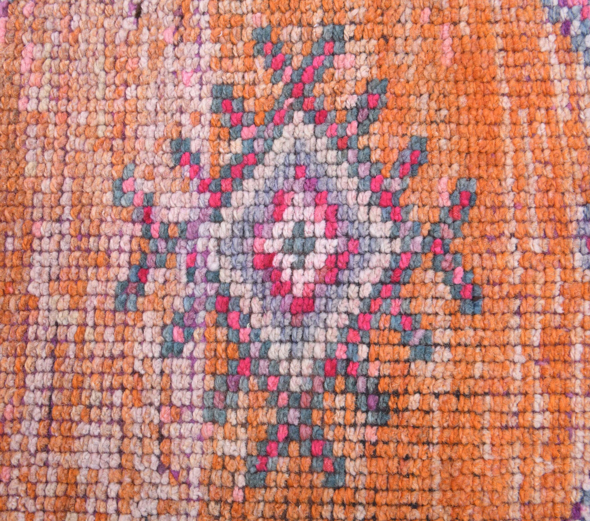 El yapımı vintage yolluk 61x335 cm oryantal desenli yün - kenar ve saçak detayı
