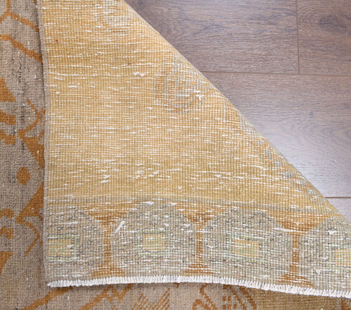 El yapımı vintage yolluk 81x353 cm tribal desenli yün - kenar ve saçak detayı