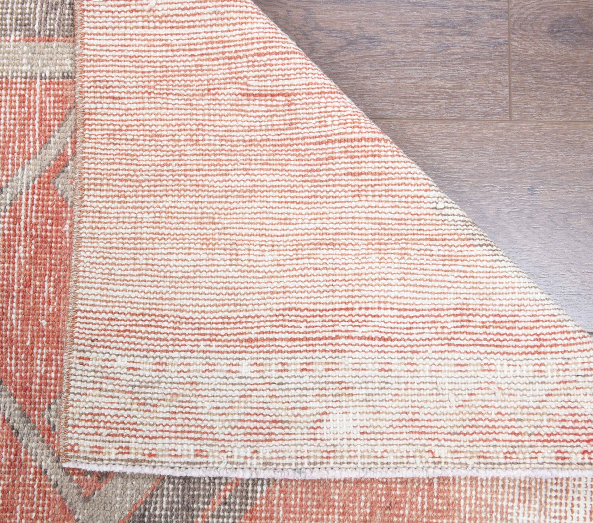 El yapımı vintage yolluk 86x376 cm geometrik desenli yün - kenar ve saçak detayı