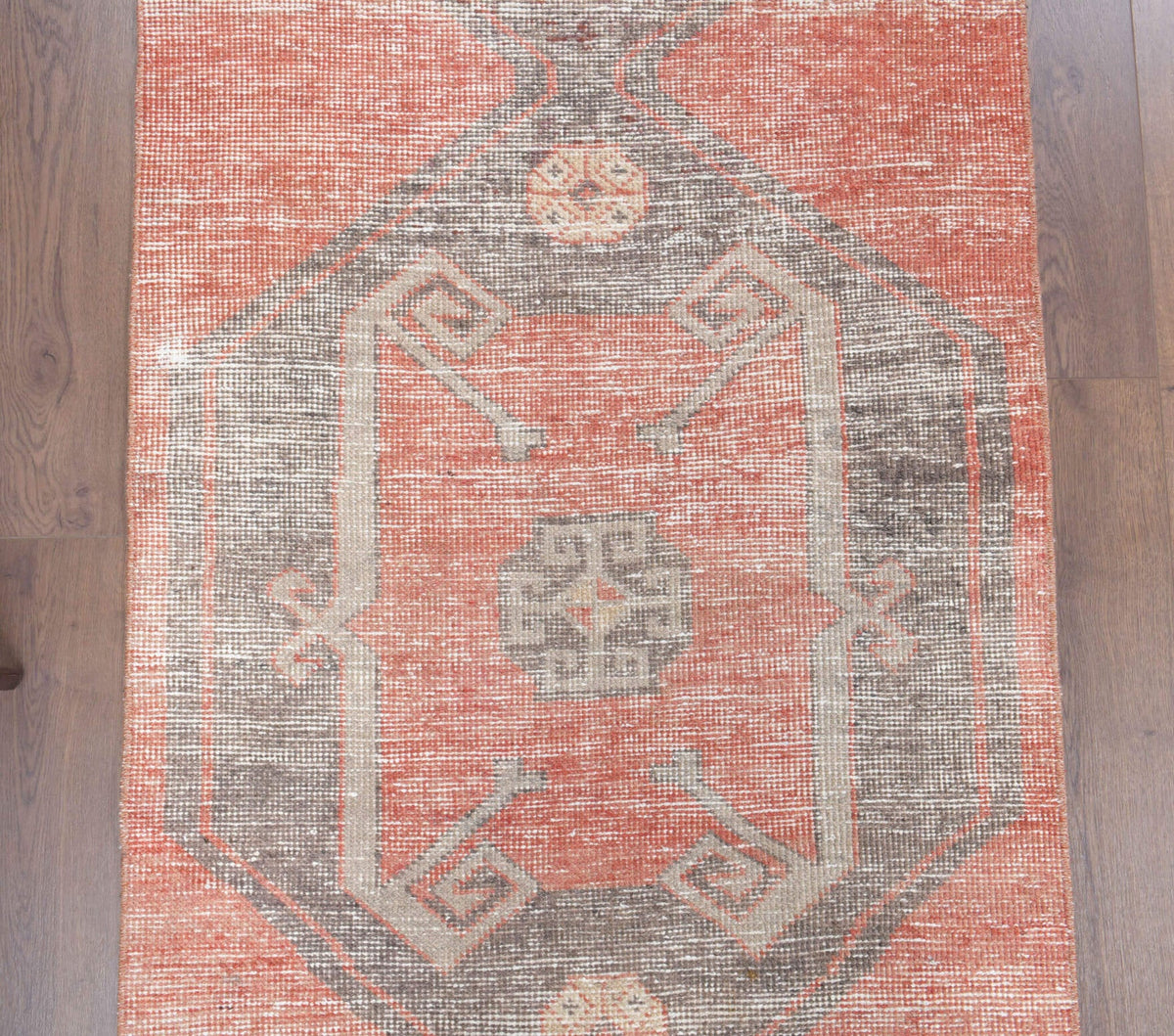 El yapımı vintage yolluk 86x376 cm geometrik desenli yün - desen detayı