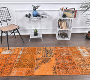 El yapımı vintage yolluk 86x401 cm soyut desenli yün - detay görünümü