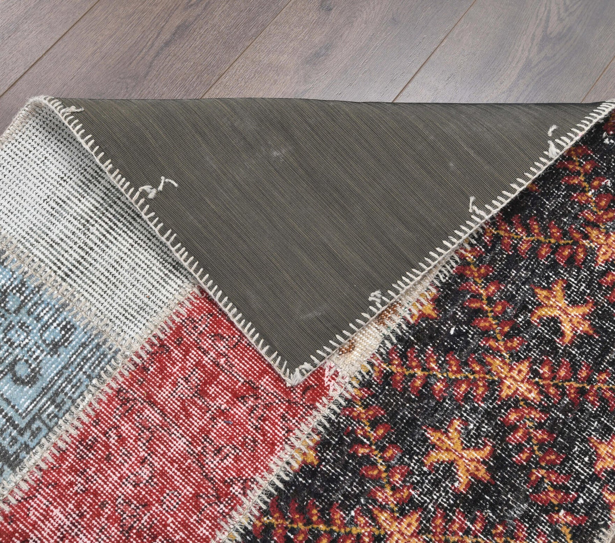 El yapımı vintage yolluk 79x401 cm retro desenli yün - desen detayı
