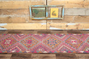 El yapımı vintage yolluk 81x381 cm i̇kat desenli yün - detay görünümü