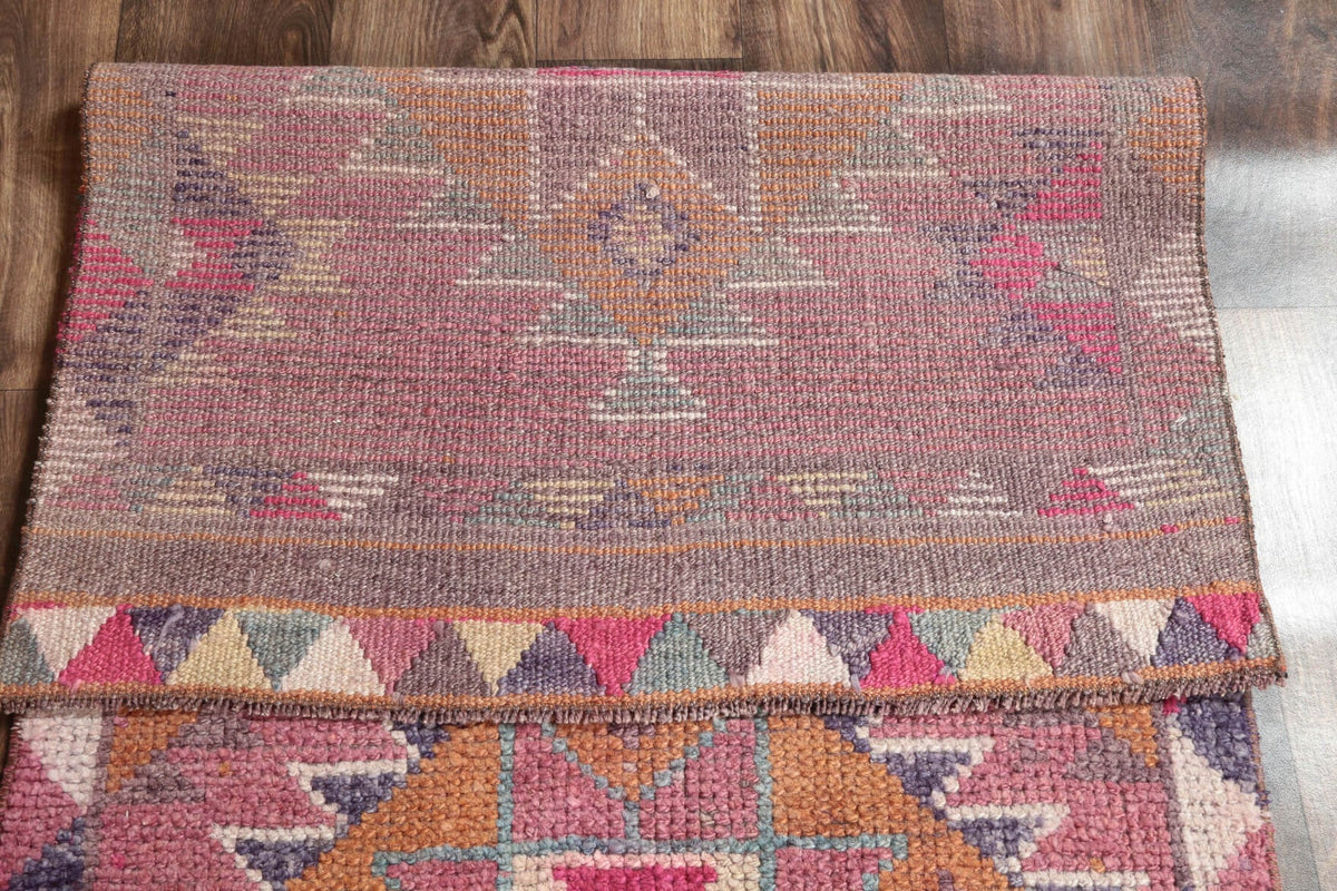 El yapımı vintage yolluk 81x381 cm i̇kat desenli yün - mekan görünümü