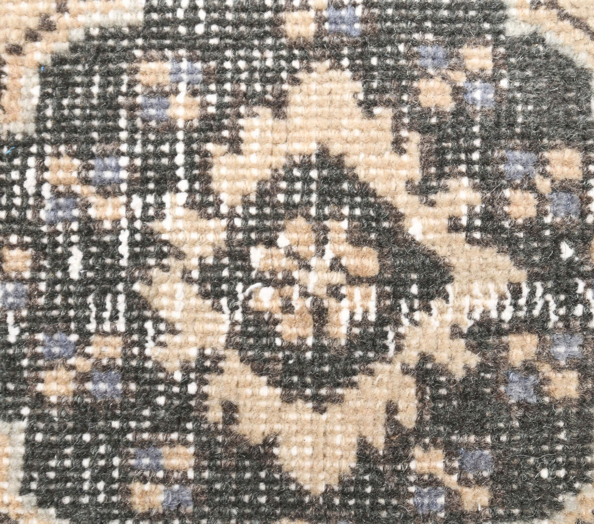 El yapımı vintage yolluk 97x381 cm geometrik desenli yün - üstten görünüm