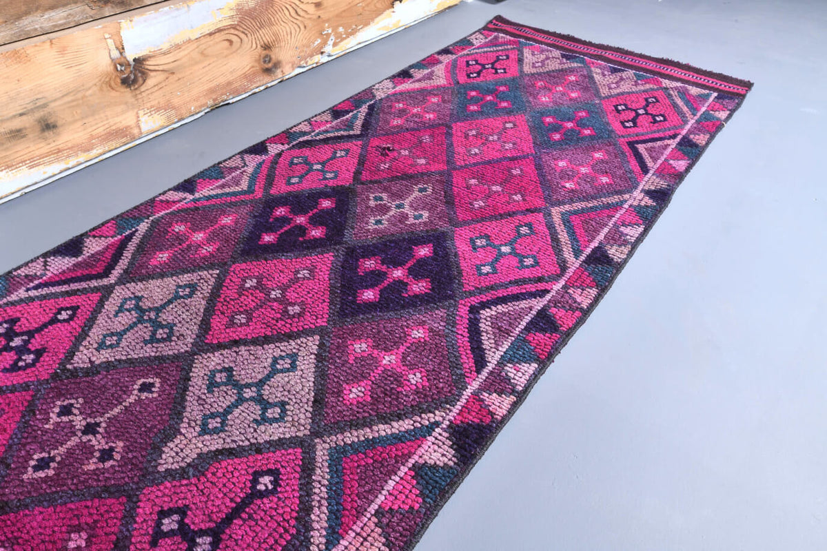 El yapımı vintage yolluk 81x391 cm i̇kat desenli yün - desen detayı