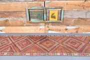El yapımı vintage yolluk 79x384 cm geometrik desenli yün - detay görünümü