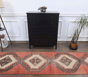 El yapımı vintage yolluk 81x381 cm i̇kat desenli yün - detay görünümü