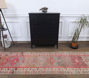1970'lerden Anadolu kökenli geleneksel desenli el dokuma vintage yolluk, 90x388 cm