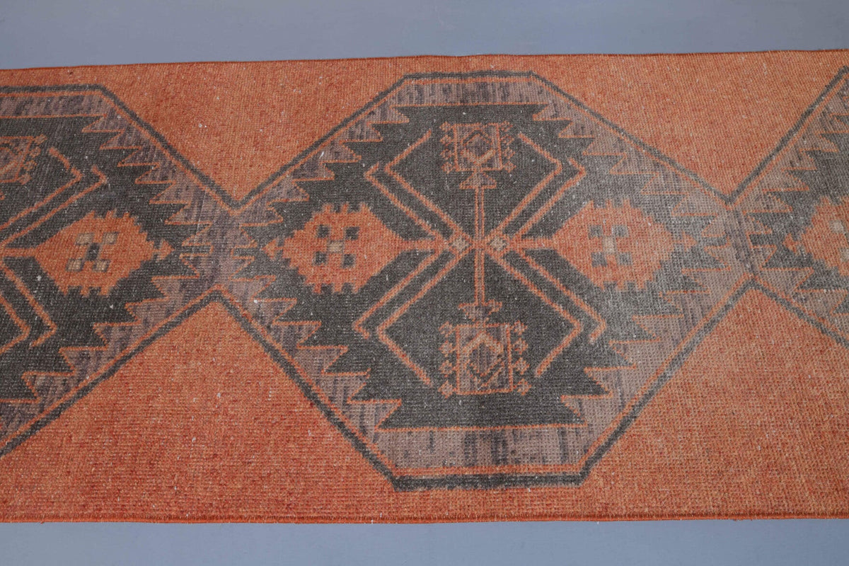 El yapımı vintage yolluk 79x396 cm i̇kat desenli yün - desen detayı