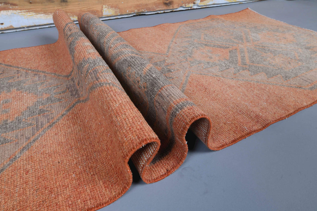 El yapımı vintage yolluk 79x396 cm i̇kat desenli yün - açık alan görünümü