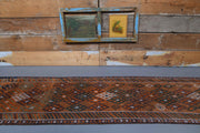 El yapımı vintage yolluk 79x399 cm i̇kat desenli yün - detay görünümü