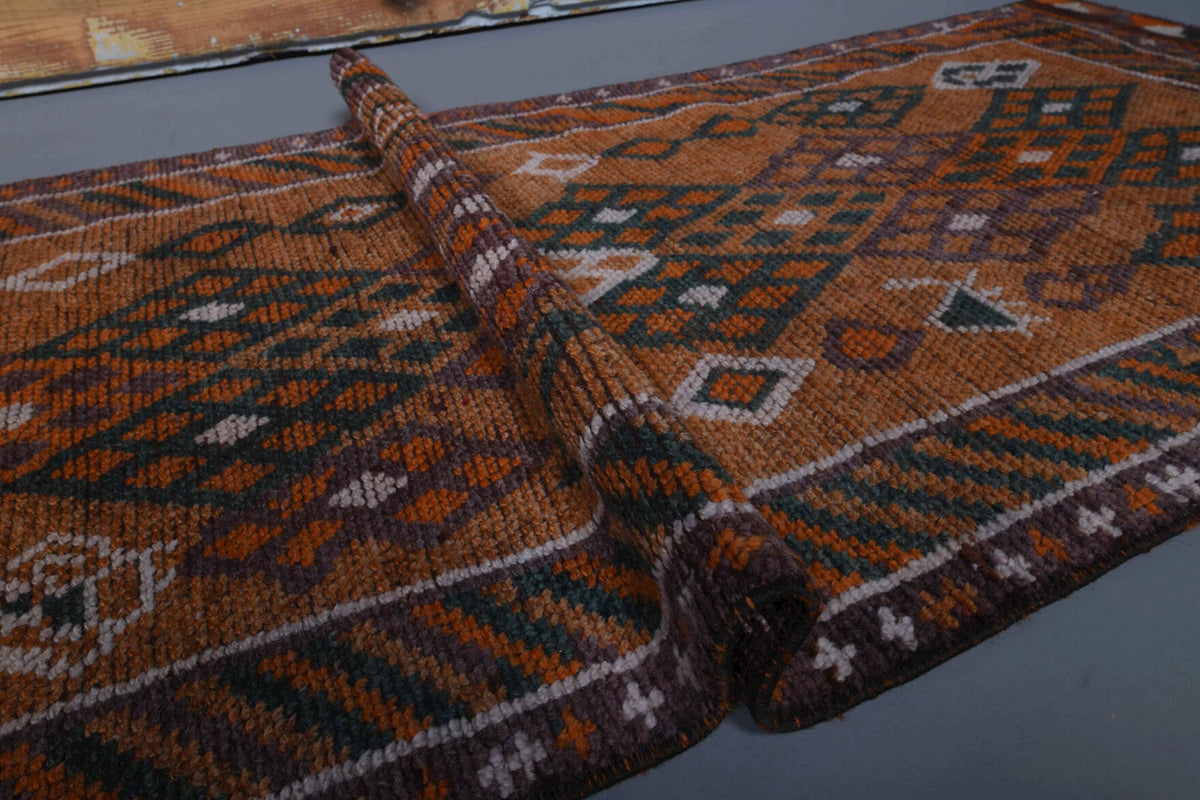 El yapımı vintage yolluk 79x399 cm i̇kat desenli yün - mekan görünümü