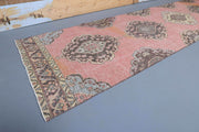 El yapımı vintage yolluk 94x394 cm oryantal desenli yün - detay görünümü