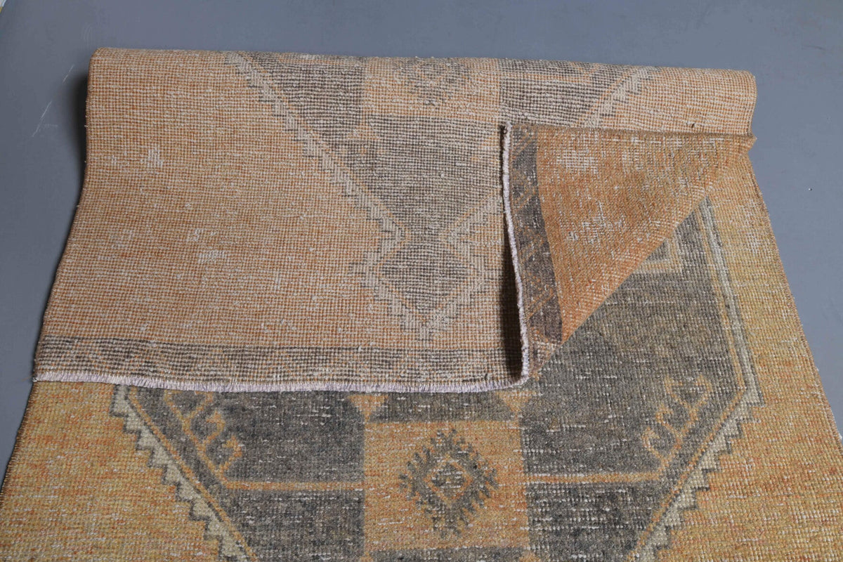 El yapımı vintage yolluk 94x386 cm geometrik desenli yün - mekan görünümü