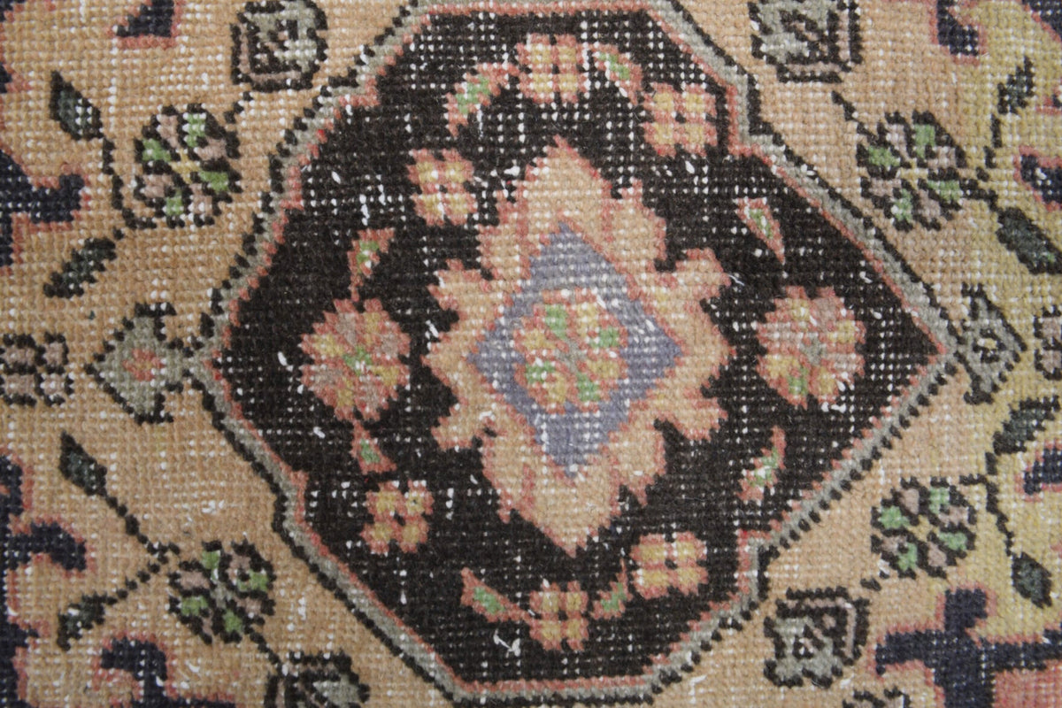 El yapımı vintage yolluk 91x386 cm oryantal desenli yün - desen detayı