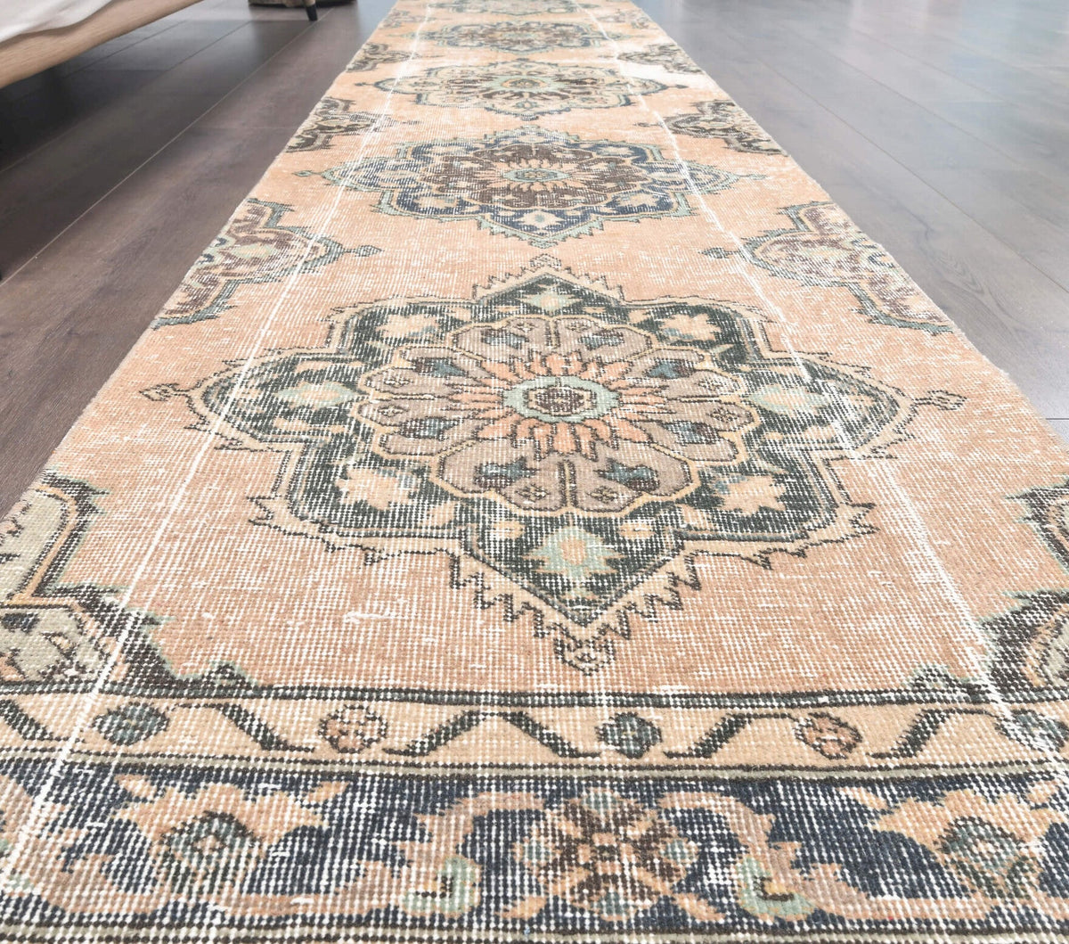 El yapımı vintage yolluk 79x381 cm i̇kat desenli yün - desen detayı