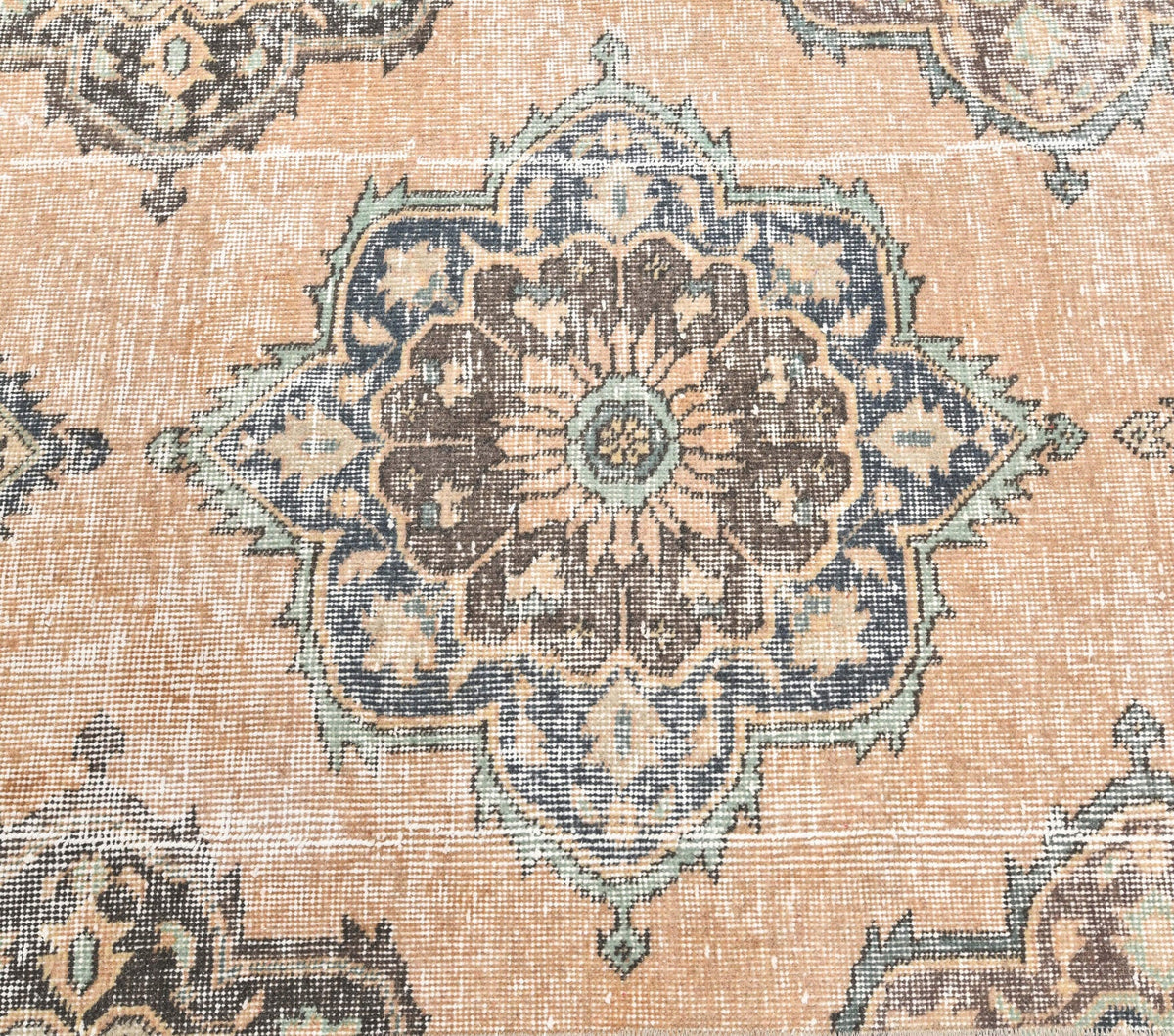 El yapımı vintage yolluk 79x381 cm i̇kat desenli yün - üstten görünüm