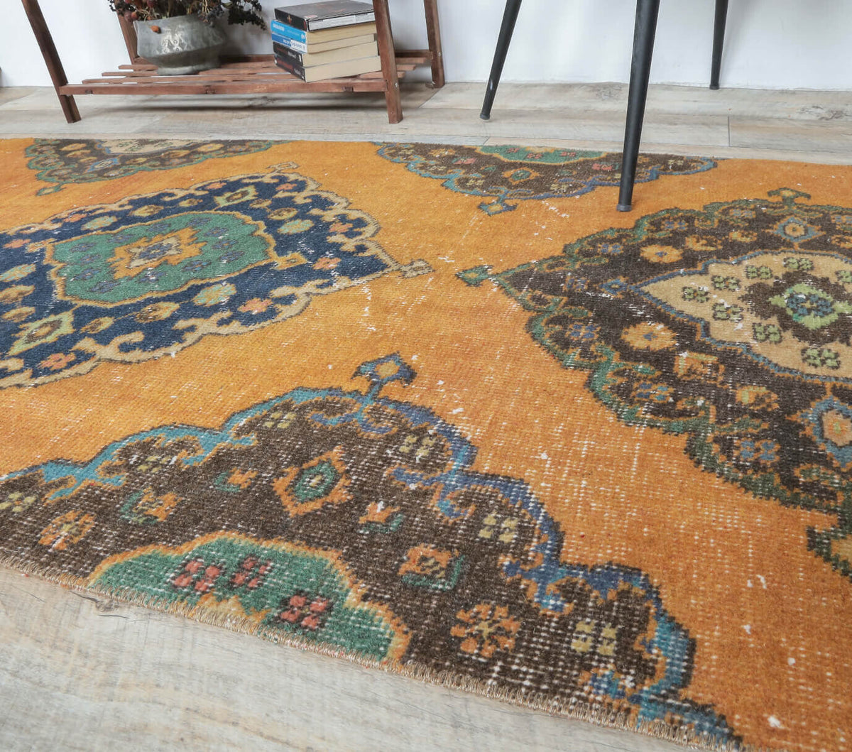 El yapımı vintage yolluk 86x384 cm i̇kat desenli yün - desen detayı