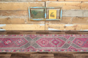 El yapımı vintage yolluk 79x391 cm i̇kat desenli yün - detay görünümü