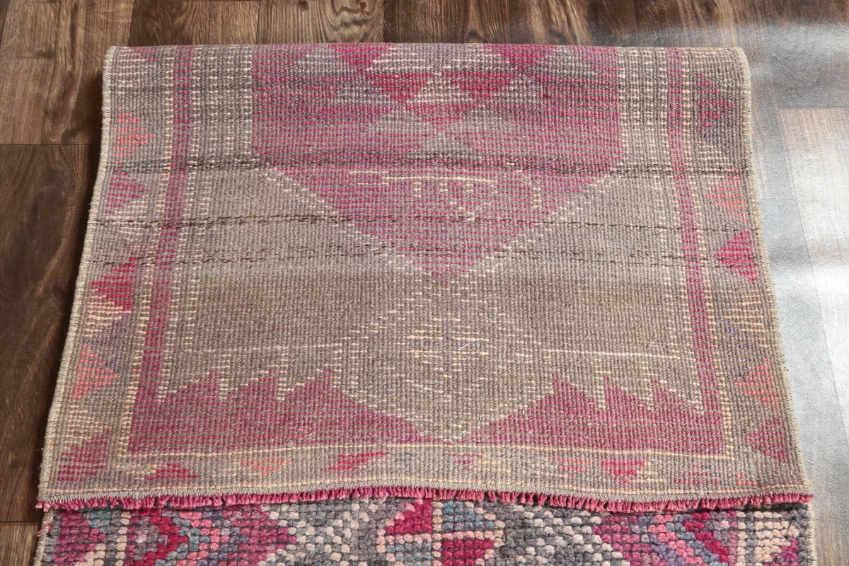 El yapımı vintage yolluk 79x391 cm i̇kat desenli yün - mekan görünümü