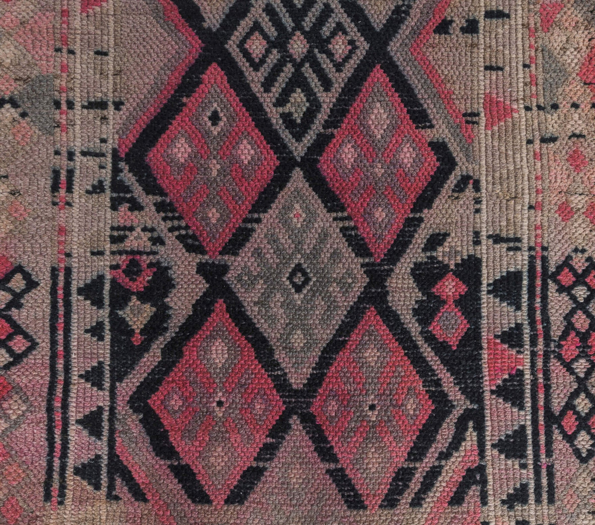 El yapımı vintage yolluk 86x384 cm geometrik desenli yün - mekan görünümü