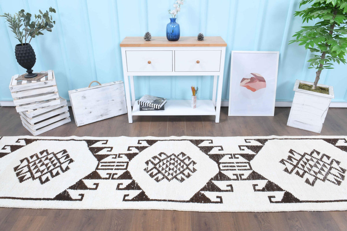 3x13 Wool Vintage Oushak Runner Rug
