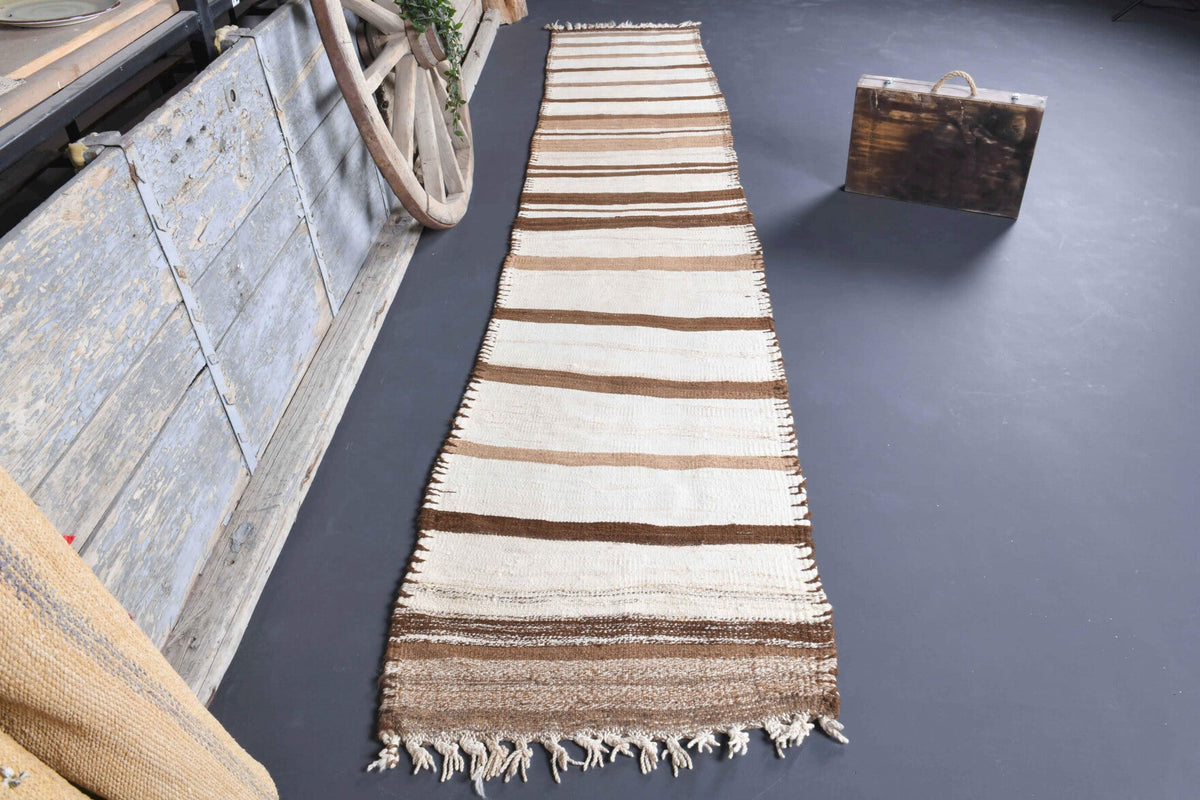 3x14 Wool Vintage Kilim Runner Rug