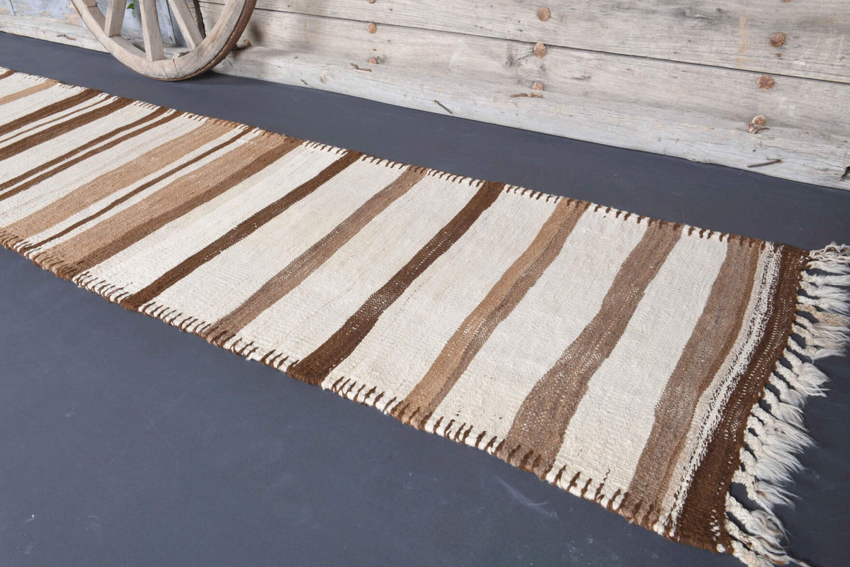 3x14 Wool Vintage Kilim Runner Rug