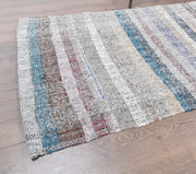 El yapımı vintage yolluk 79x508 cm çizgili desenli yün - detay görünümü