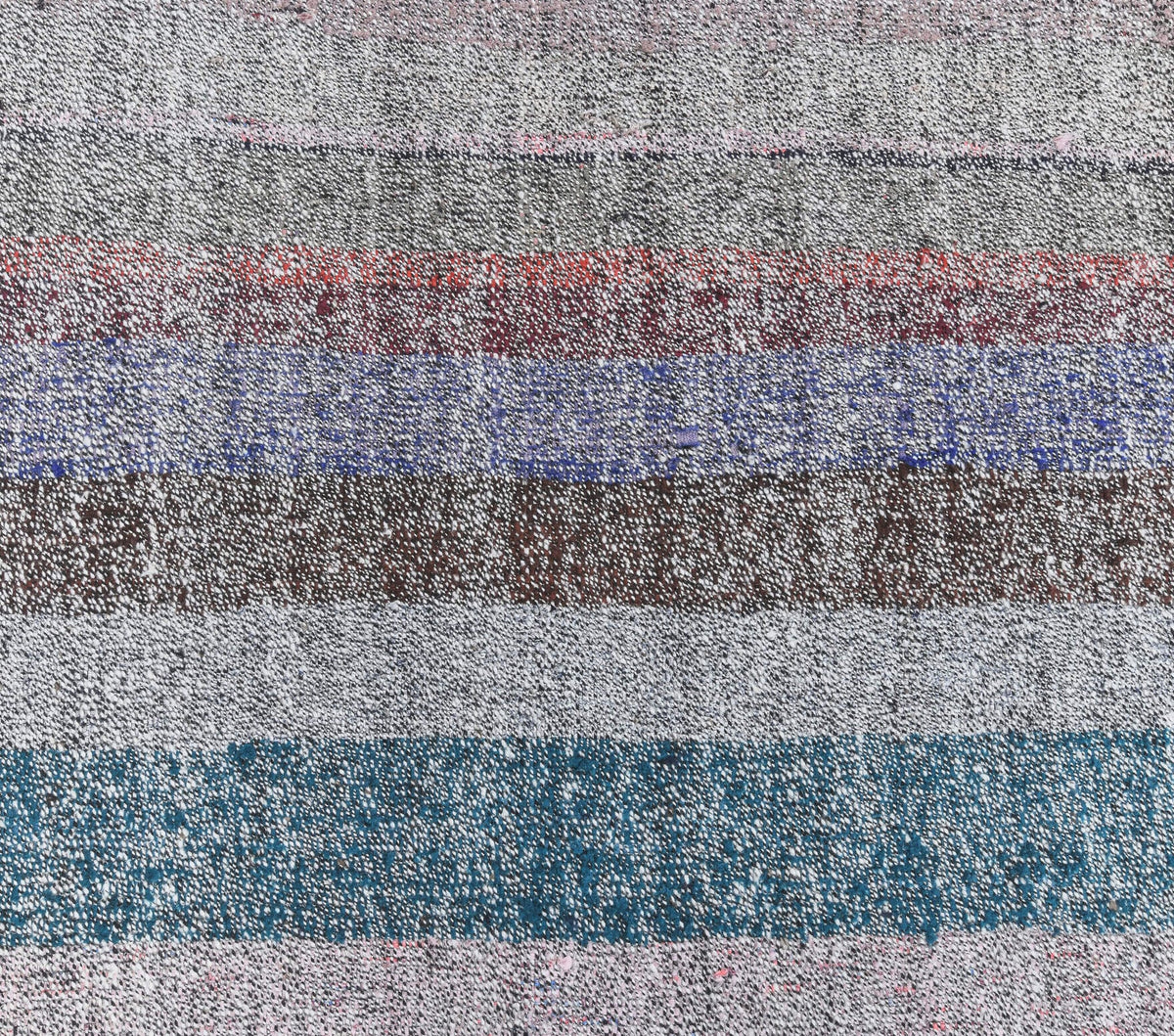 El yapımı vintage yolluk 79x508 cm çizgili desenli yün - kenar ve saçak detayı