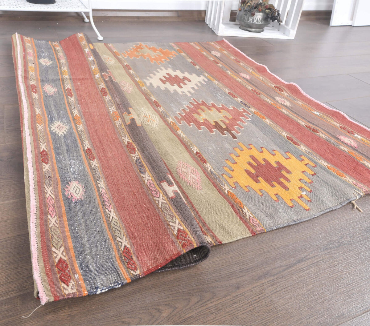 3x4 Vintage Handmade Pastel Small Kilim Rug
