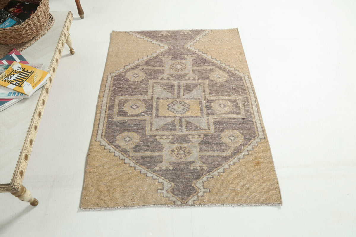 Vintage Yellow Small Oushak Rug
