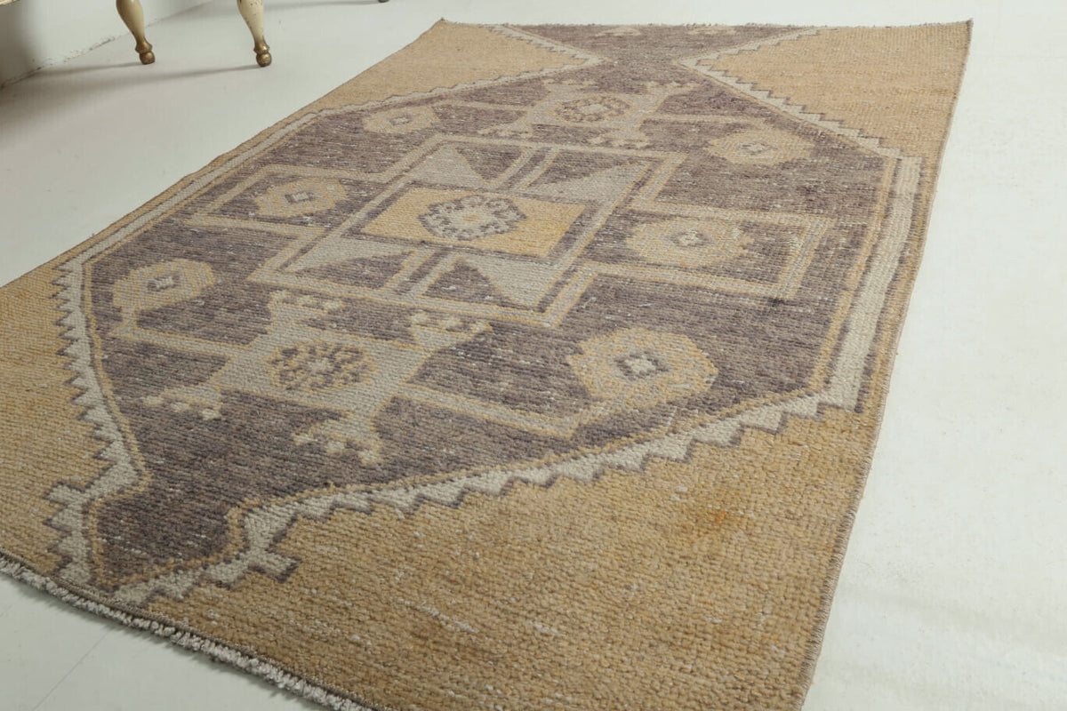 Vintage Yellow Small Oushak Rug