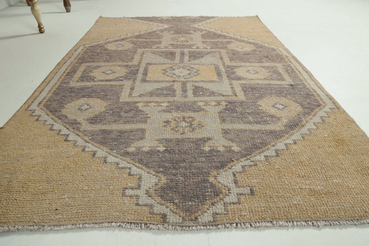 Vintage Yellow Small Oushak Rug