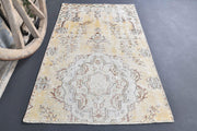 El yapımı vintage halı 94x150 cm çiçek desenli desenli yün - detay görünümü