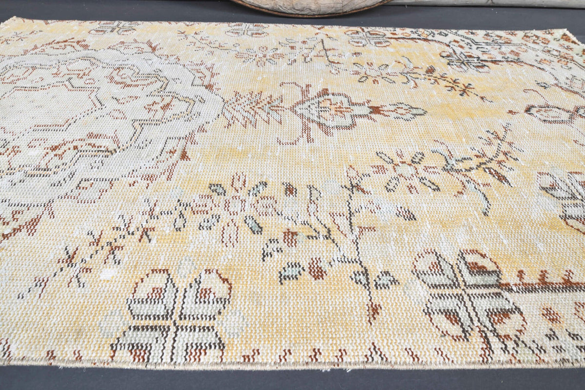 El yapımı vintage halı 94x150 cm çiçek desenli desenli yün - desen detayı