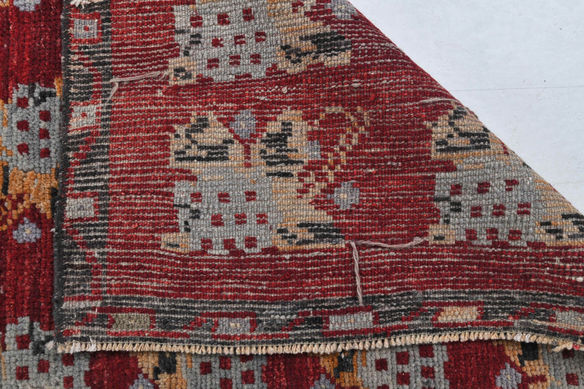 El yapımı vintage halı 91x152 cm i̇kat desenli yün - farklı açıdan görünüm
