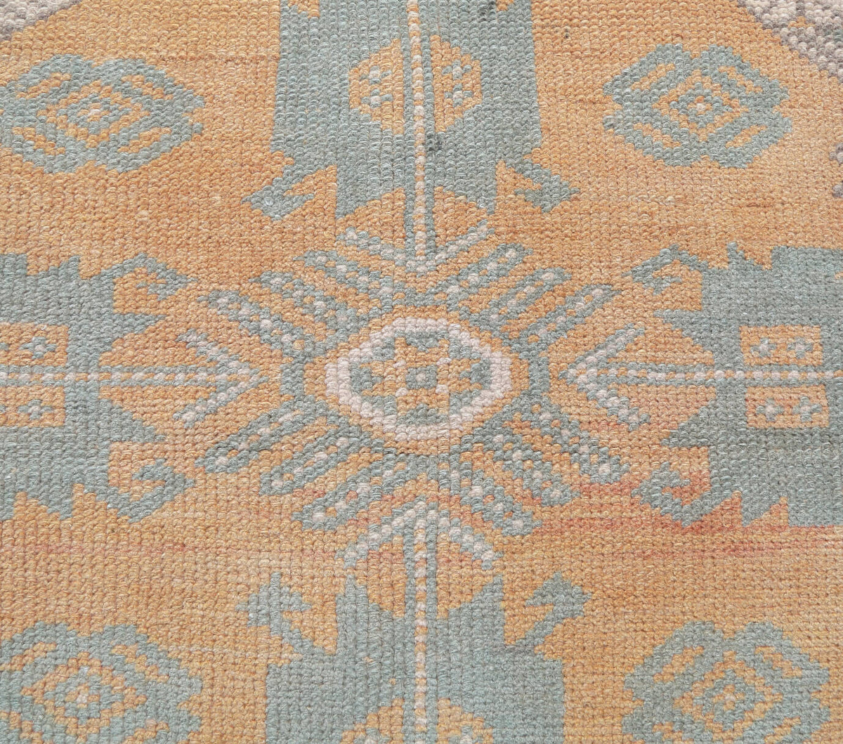 El yapımı vintage halı 91x173 cm oryantal desenli yün - kenar ve saçak detayı