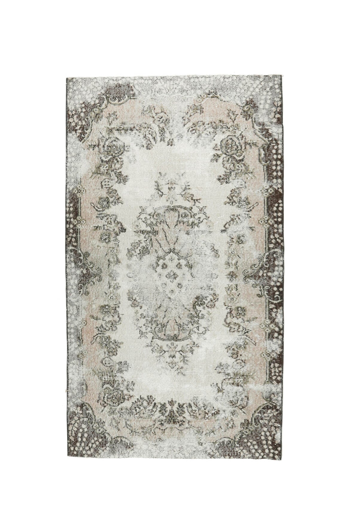 El yapımı vintage halı 91x183 cm oryantal desenli yün - üstten görünüm