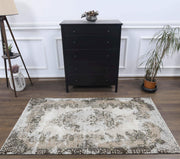 El yapımı vintage halı 91x183 cm oryantal desenli yün - detay görünümü