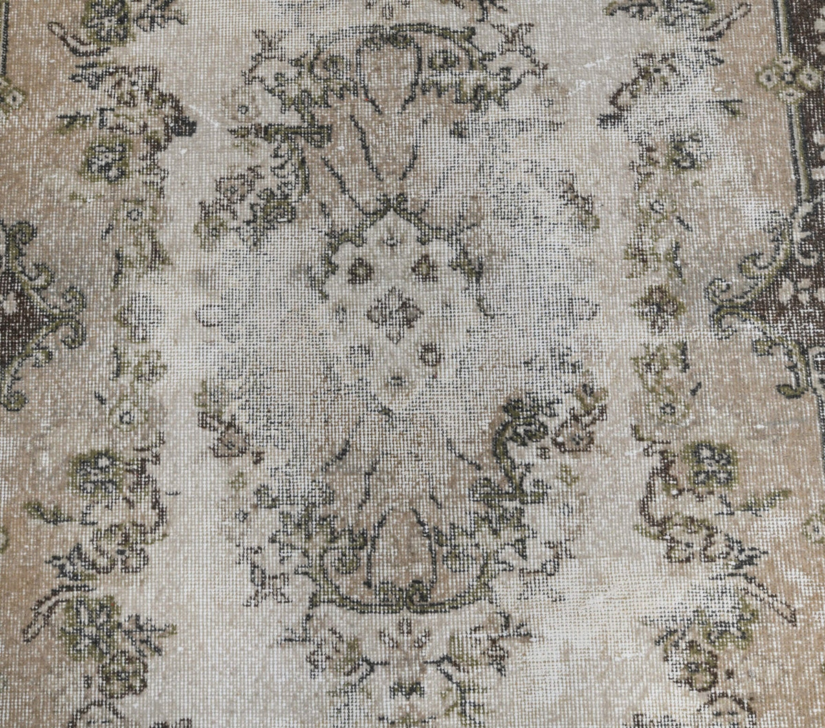 El yapımı vintage halı 91x183 cm oryantal desenli yün - kenar ve saçak detayı