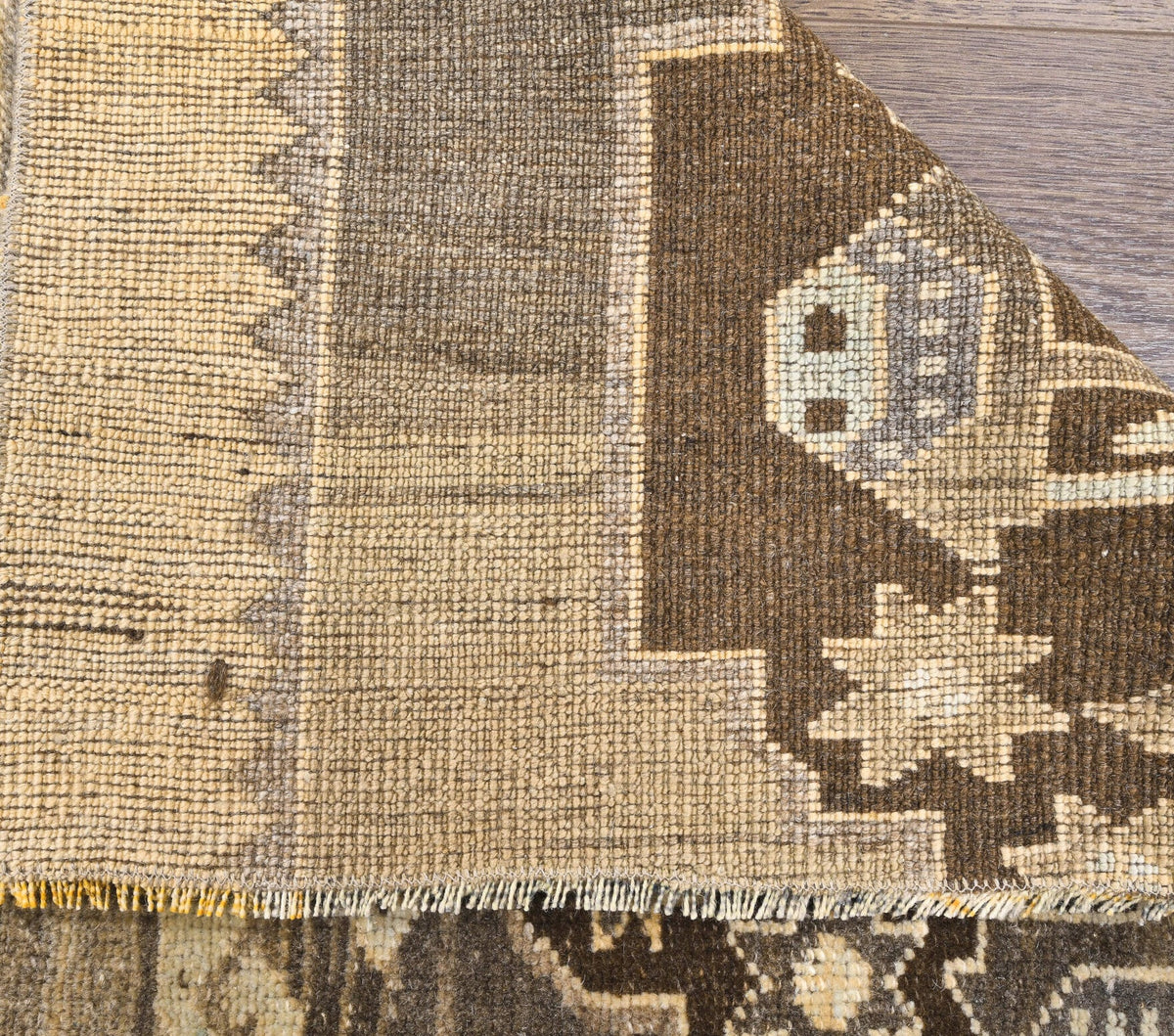 El yapımı vintage yolluk 79x196 cm tribal desenli yün - üstten görünüm