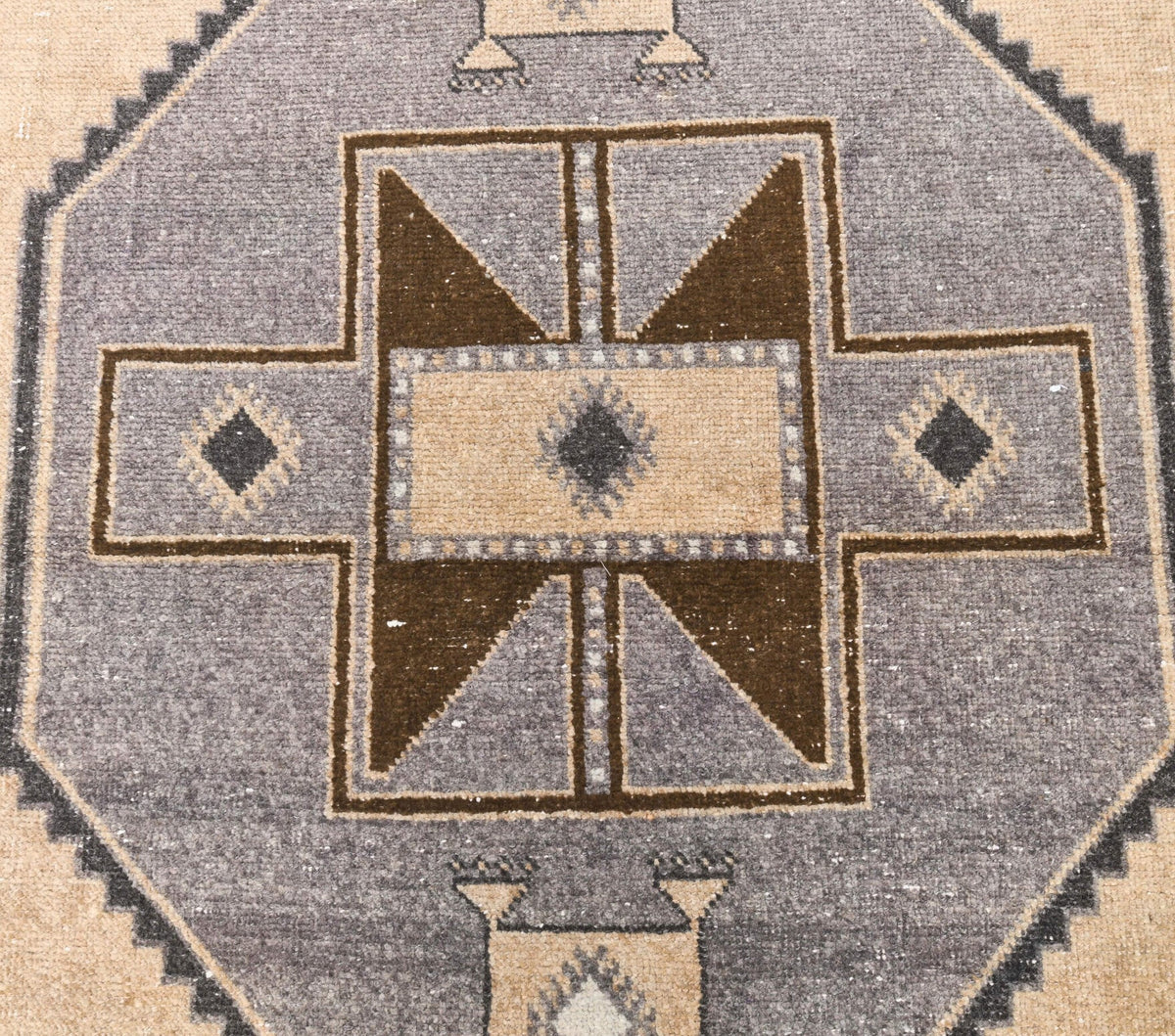Vintage Beige Oushak Runner Rug