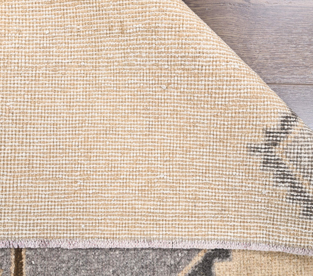 Vintage Beige Oushak Runner Rug