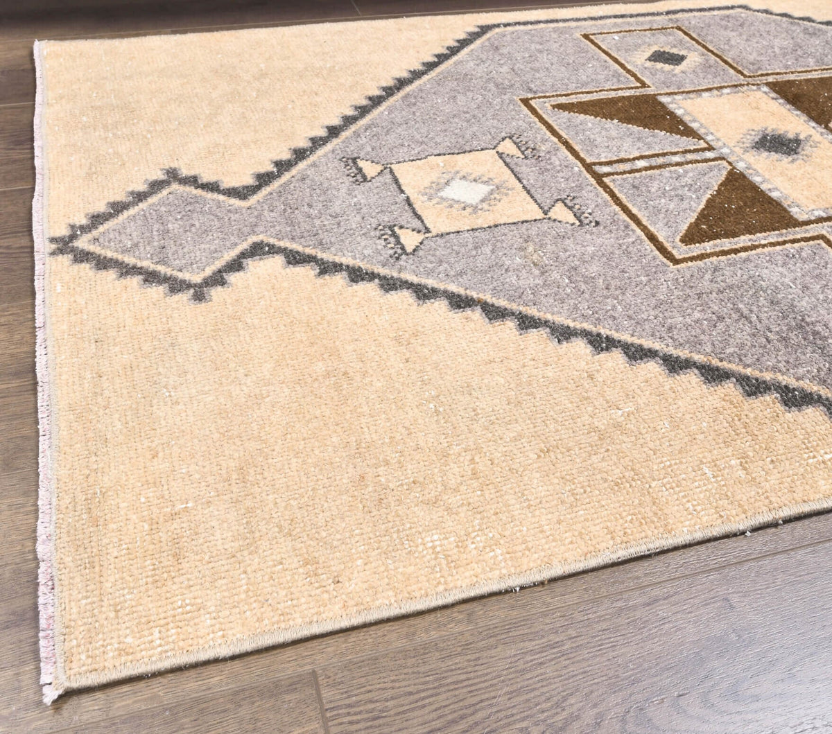 Vintage Beige Oushak Runner Rug