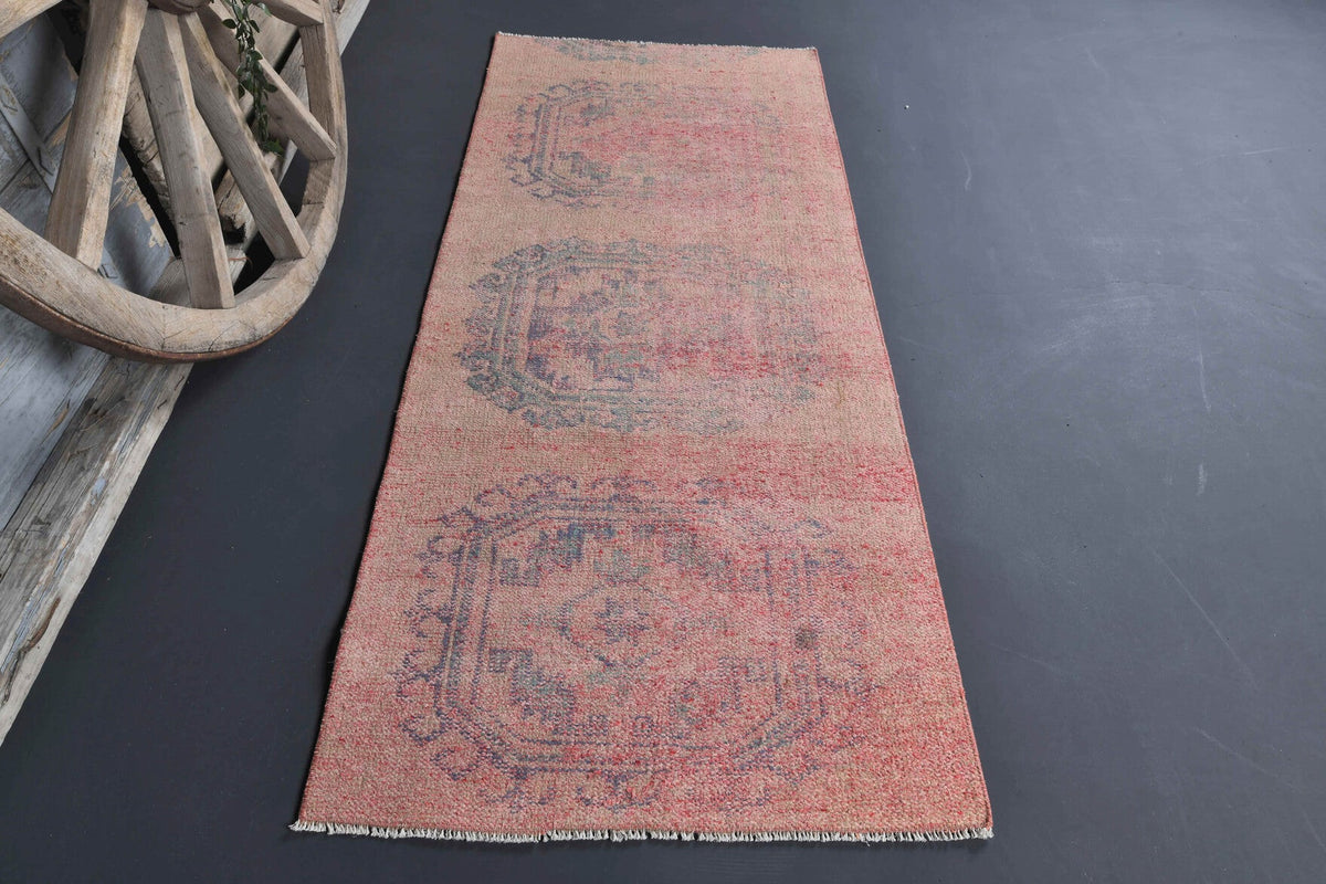 El yapımı vintage yolluk 81x196 cm soyut desenli yün - detay görünümü